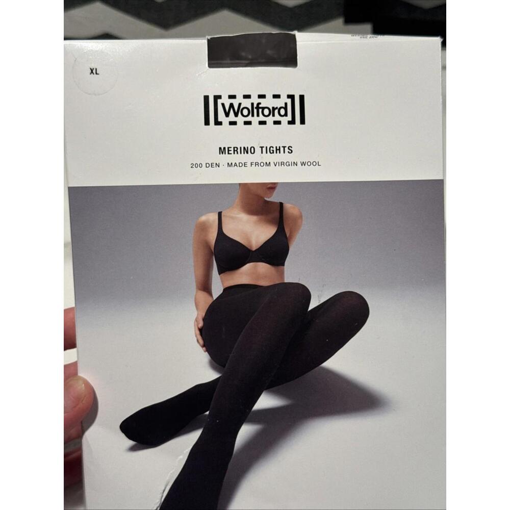 Wolford Merino Wool Blend Tights 200 Denier Black 11310-7005 Size XL - Picture 2 of 4